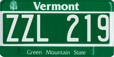 VT license plate ZZL219