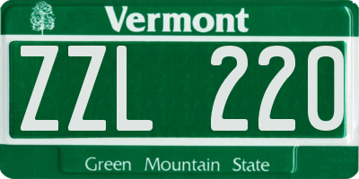 VT license plate ZZL220