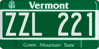 VT license plate ZZL221