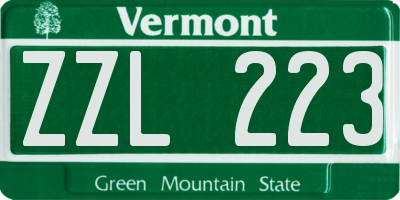 VT license plate ZZL223