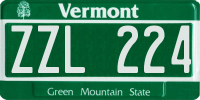 VT license plate ZZL224