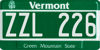 VT license plate ZZL226