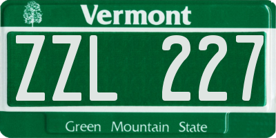 VT license plate ZZL227