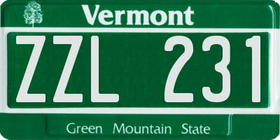 VT license plate ZZL231