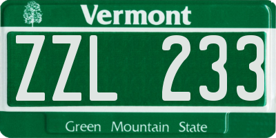 VT license plate ZZL233