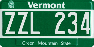 VT license plate ZZL234