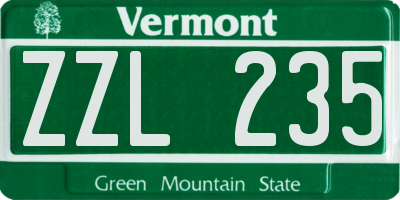 VT license plate ZZL235
