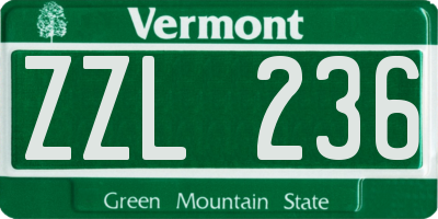 VT license plate ZZL236
