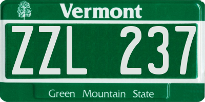 VT license plate ZZL237