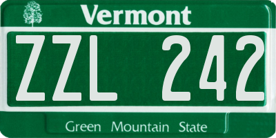 VT license plate ZZL242