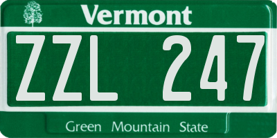 VT license plate ZZL247