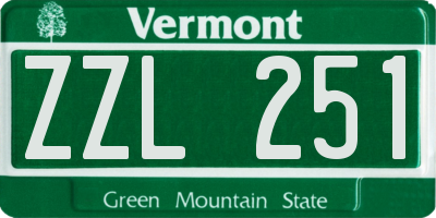 VT license plate ZZL251