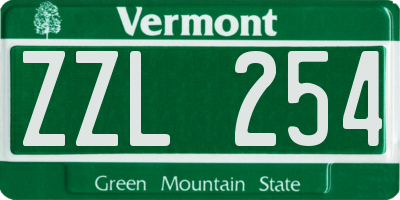 VT license plate ZZL254