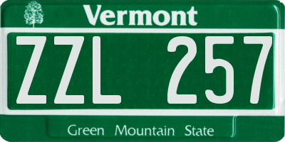 VT license plate ZZL257