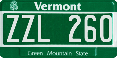 VT license plate ZZL260