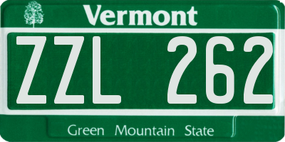 VT license plate ZZL262