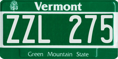 VT license plate ZZL275
