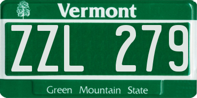 VT license plate ZZL279