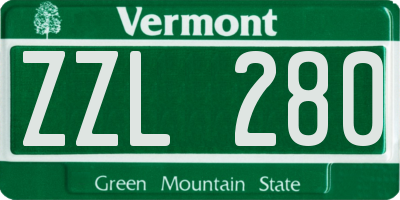 VT license plate ZZL280