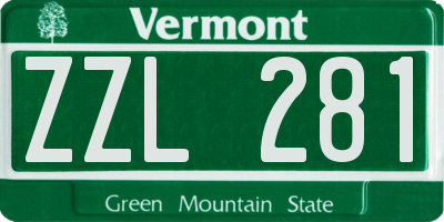 VT license plate ZZL281