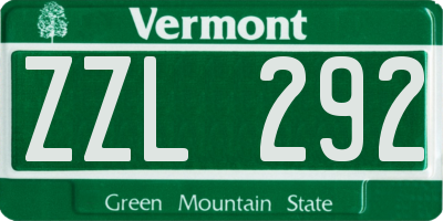 VT license plate ZZL292