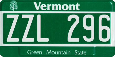 VT license plate ZZL296