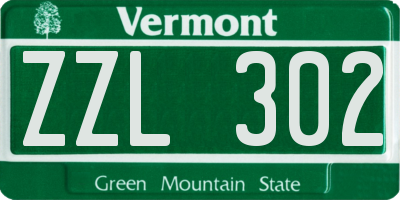VT license plate ZZL302