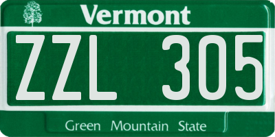 VT license plate ZZL305