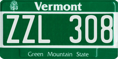 VT license plate ZZL308