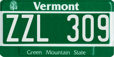 VT license plate ZZL309
