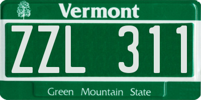 VT license plate ZZL311