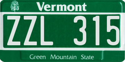 VT license plate ZZL315