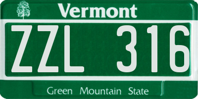 VT license plate ZZL316