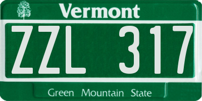 VT license plate ZZL317
