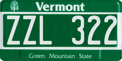 VT license plate ZZL322