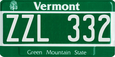VT license plate ZZL332