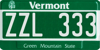 VT license plate ZZL333