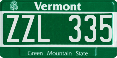 VT license plate ZZL335