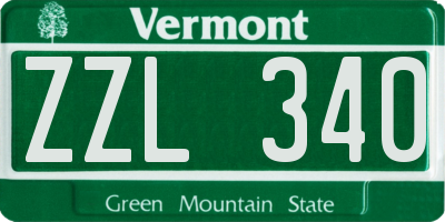 VT license plate ZZL340