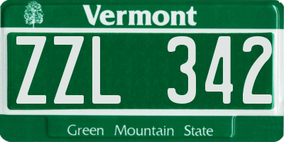 VT license plate ZZL342