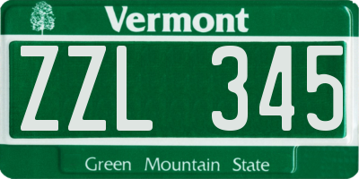 VT license plate ZZL345