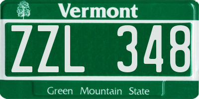 VT license plate ZZL348