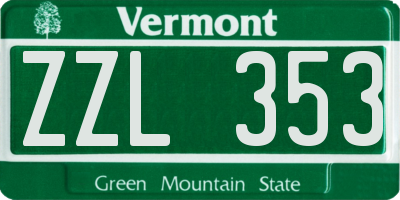 VT license plate ZZL353