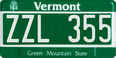 VT license plate ZZL355