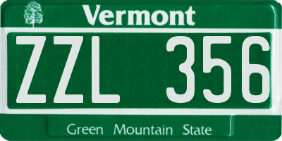VT license plate ZZL356