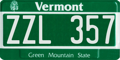 VT license plate ZZL357