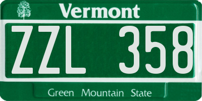 VT license plate ZZL358