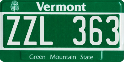 VT license plate ZZL363