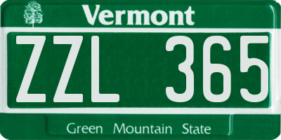 VT license plate ZZL365