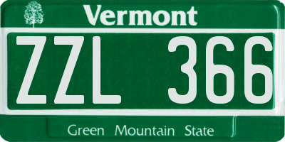 VT license plate ZZL366